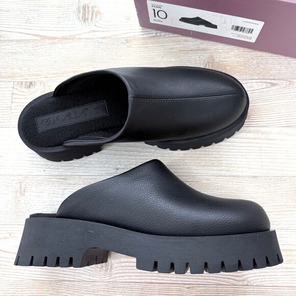 New‎ CALIA Kendra Vegan Leather Chunky Clogs | Black Size 10 - Picture 1 of 8